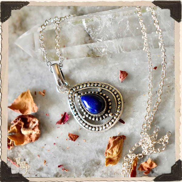 LIMITED EDITION : LAPIS LAZULI NECKLACE . Cosmic Awareness & Spiritual Awakening. Sterling Silver.