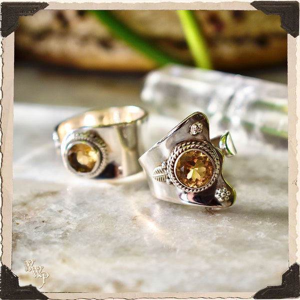 LIMITED EDITION CITRINE ADJUSTABLE RING. For Success & Abundance. Sterling Silver
