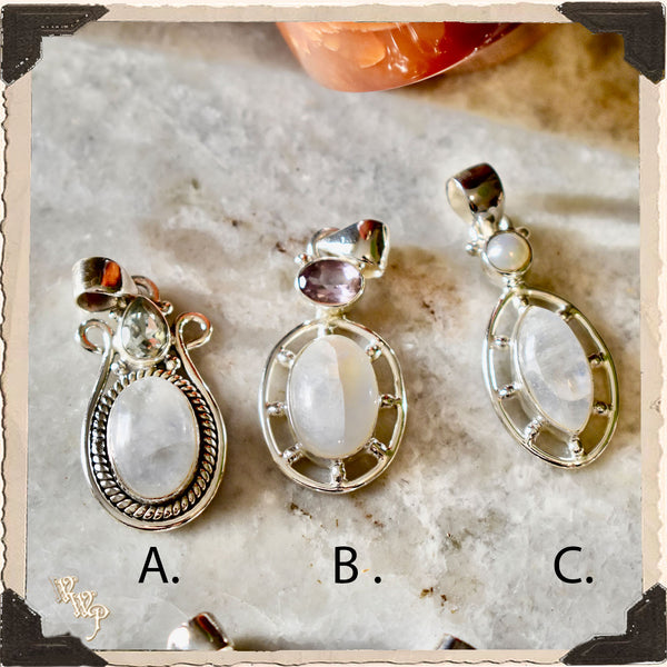 LIMITED EDITION : MOONSTONE NECKLACE . For Feminine, Lunar & Passion. Sterling Silver.