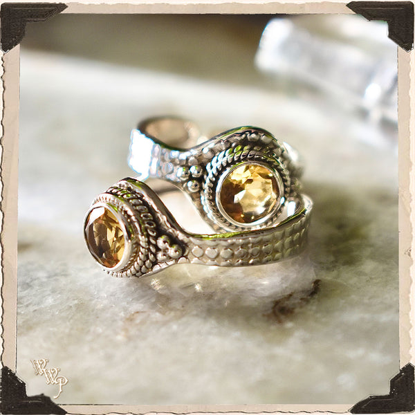 LIMITED EDITION CITRINE ADJUSTABLE RING. For Success & Abundance. Sterling Silver