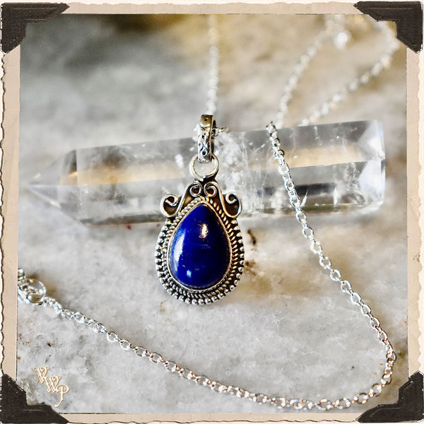 LIMITED EDITION : LAPIS LAZULI NECKLACE . Cosmic Awareness & Spiritual Awakening. Sterling Silver.