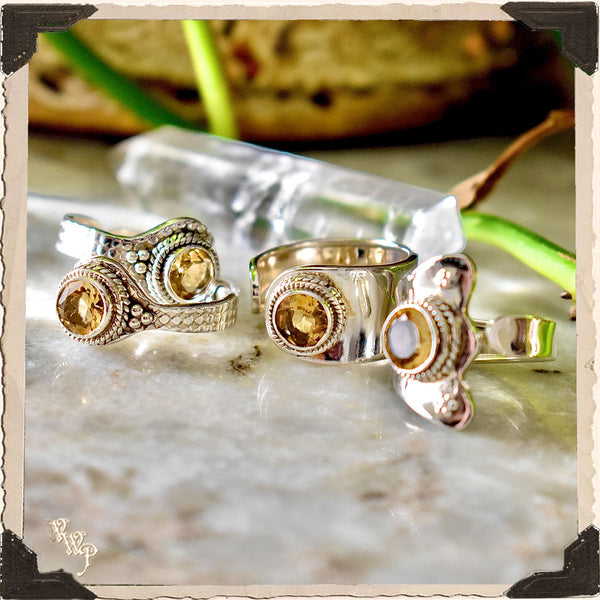 LIMITED EDITION CITRINE ADJUSTABLE RING. For Success & Abundance. Sterling Silver