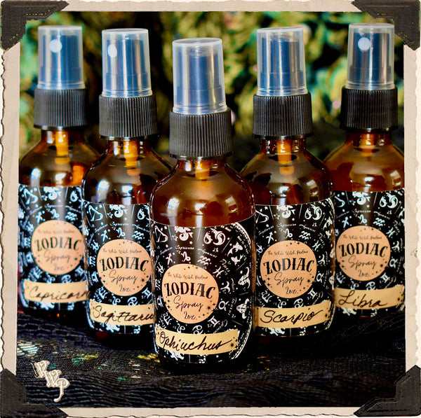 ZODIAC 2oz. Alchemy Smudge Spray, Room Mist, Sacred Body Spray. White Witch Parlour