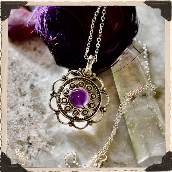 LIMITED EDITION : AMETHYST NECKLACE . For Intuition & Spiritual Guidance. Sterling Silver.