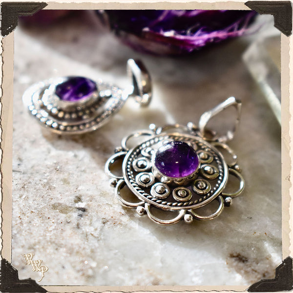 LIMITED EDITION : AMETHYST NECKLACE . For Intuition & Spiritual Guidance. Sterling Silver.