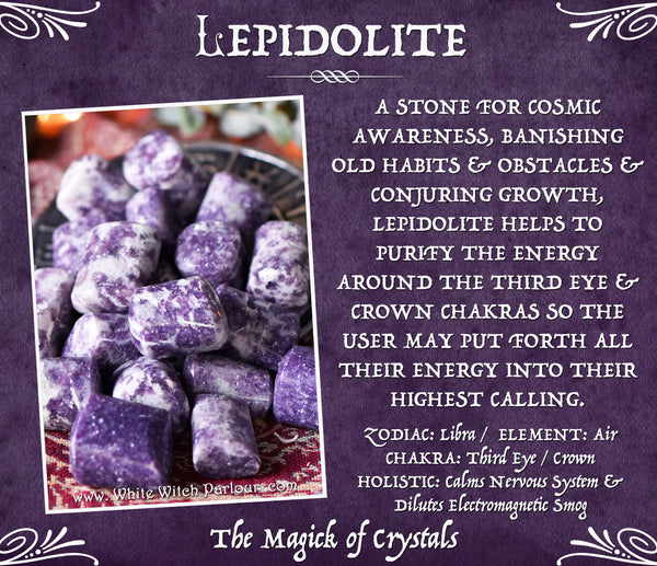 LEPIDOLITE TUMBLED CRYSTAL. For Cosmic Awareness, Banishing Old Habits & Growth. White Witch Parlour