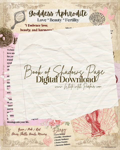 "Goddess Aphrodite " Book of Shadows Page. Instant Digital Download by The White Witch Parlour