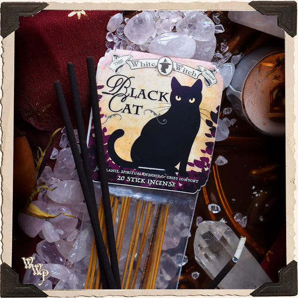 BLACK CAT INCENSE 20 Stick Pack. For Balance, Spiritual Guidance & Grief Comfort. White Witch Parlour