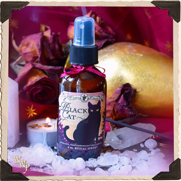 BLACK CAT RITUAL SPRAY. 4oz. For Balance, Spiritual Guidance & Grief Comfort. White Witch Parlour