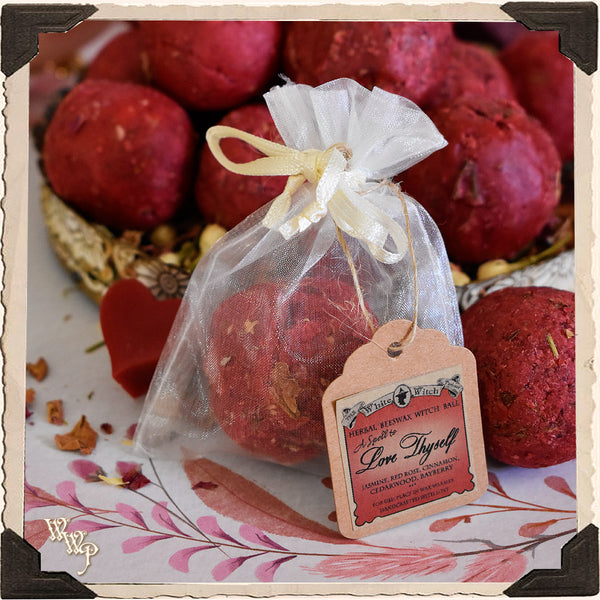LOVE THYSELF Herbal Wax Witch Ball. For Self Love, Passion & Inner Beauty