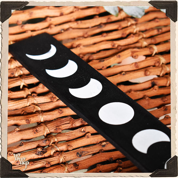 MOON PHASES WOODEN INCENSE SLED. Incense Stick Holder. White Witch Parlour