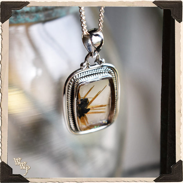 LIMITED EDITION : GOLDEN STAR RUTILATED QUARTZ PENDANT. For Manifestations, Crown Chakra & Amplifying Energy. White Witch Parlour