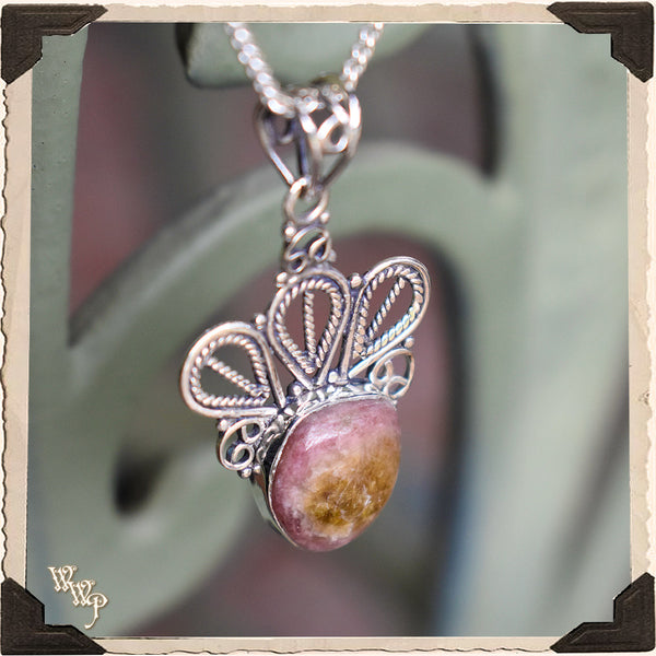 LIMITED EDITION: PINK BIO TOURMALINE NECKLACE. For Witchcraft & Spiritual Protection
