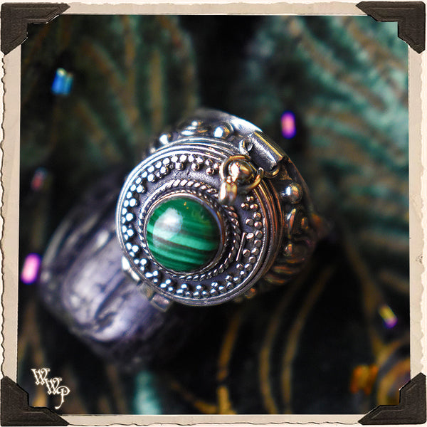LIMITED EDITION : MALACHITE POISON RING. For Spiritual Guidance, Leadership & Transformation. White Witch Parlour