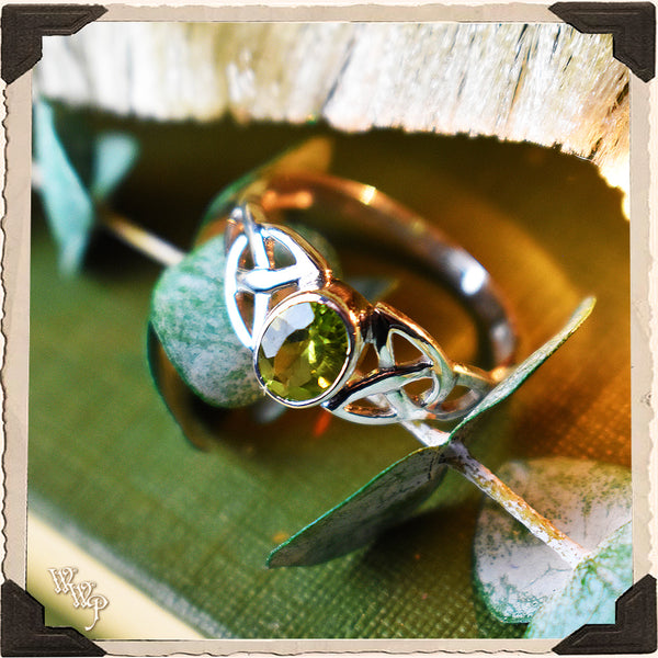 LIMITED EDITION : PERIDOT TRIQUETRA RING. For Abundance, Self Love & Healing.