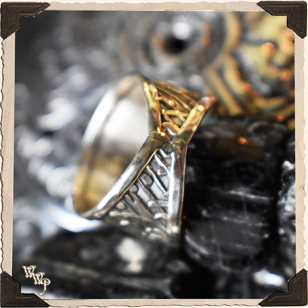 LIMITED EDITION : RAINBOW OBSIDIAN MOON CUFF RING. For Power, Protection & Enjoyment. White Witch Parlour