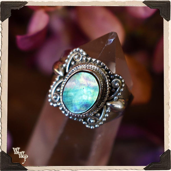 LIMITED EDITION : ABALONE OCEAN GYPSY RING. For Calm Flow Energy. Sterling Silver. SKU: ABL