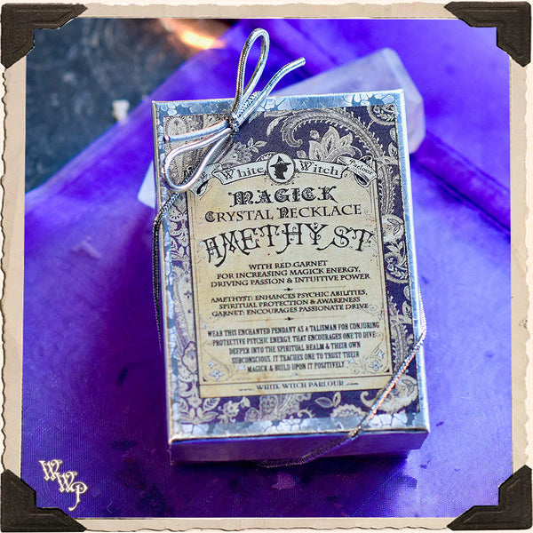 ON SALE! HERKIMER AMETHYST & GARNET CRYSTAL NECKLACE. For Enhancing Magick, Psychic Awareness & Protection. White Witch Parlour