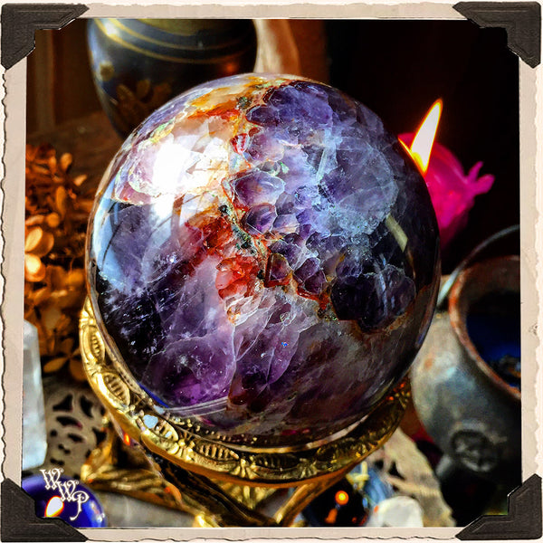 AMETHYST SPHERE CRYSTAL. For Divination, Third Eye & Spiritual Growth White Witch Parlour