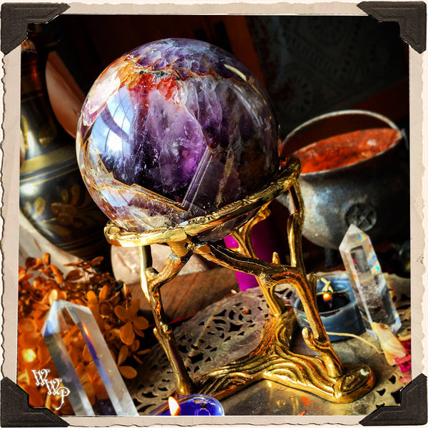 AMETHYST SPHERE CRYSTAL. For Divination, Third Eye & Spiritual Growth White Witch Parlour
