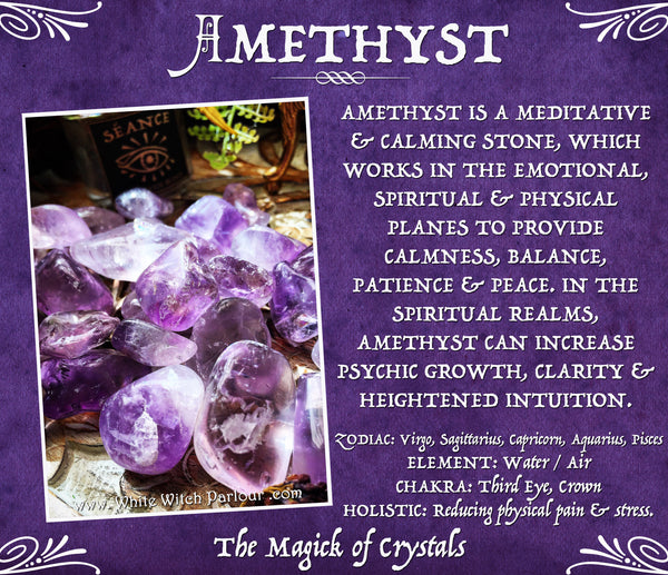 AMETHYST TUMBLED CRYSTAL. For Divination, Third Eye & Spiritual Growth. White Witch Parlour