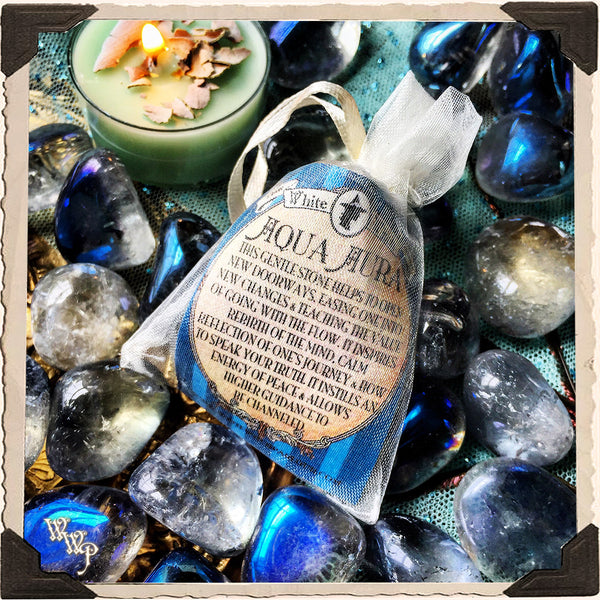 AQUA AURA QUARTZ TUMBLED CRYSTAL. For Soul Energy, Peace & New Doorways.