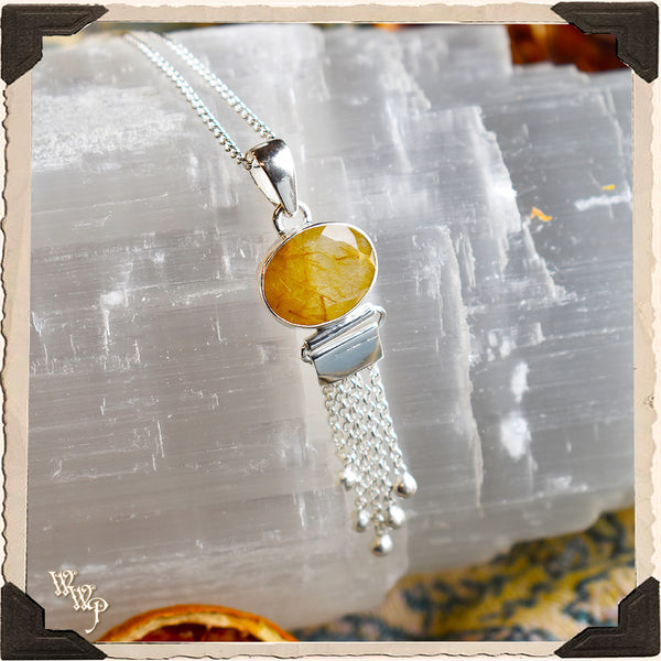 LIMITED EDITION : GOLDEN TOURMALINE NECKLACE PENDANT. For Manifestations, Amplifying Energy & Divine Protection.. White Witch Parlour