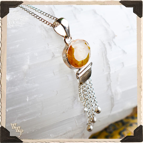 LIMITED EDITION : GOLDEN TOURMALINE NECKLACE PENDANT. For Manifestations, Amplifying Energy & Divine Protection.. White Witch Parlour