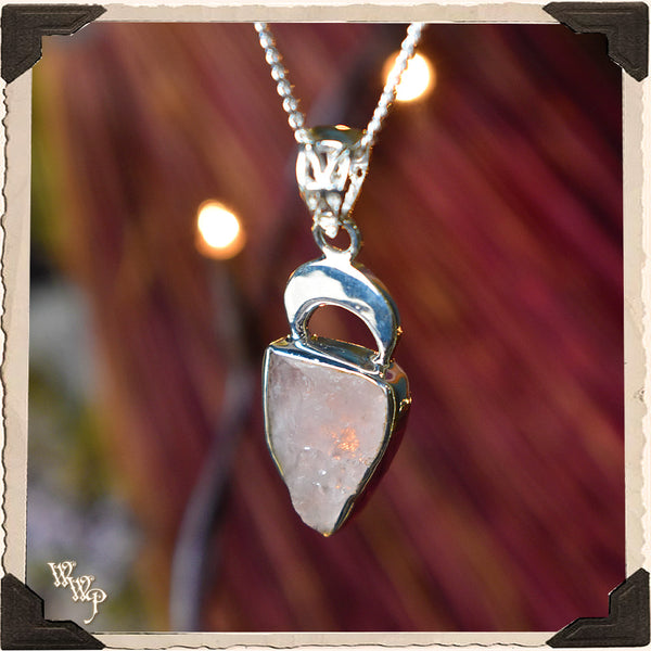 LIMITED EDITION : ROSE QUARTZ CRESCENT MOON NECKALCE For Harmony & Self Love.