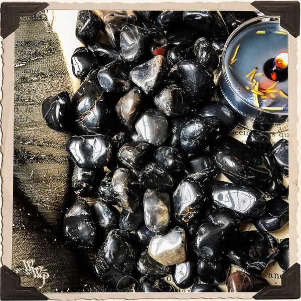 BLACK ONYX TUMBLED CRYSTAL. For Protection, Grounding & Shamanic Healing.