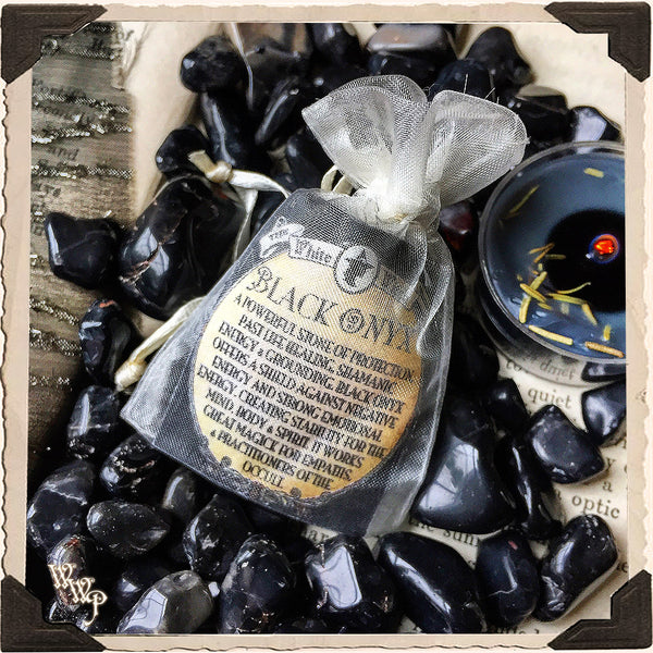 BLACK ONYX TUMBLED CRYSTAL. For Protection, Grounding & Shamanic Healing. White Witch Parlour