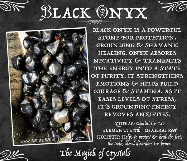 BLACK ONYX TUMBLED CRYSTAL. For Protection, Grounding & Shamanic Healing. White Witch Parlour