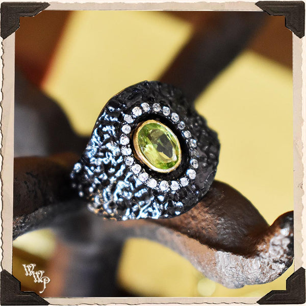 LIMITED EDITION : TEXTURED PERIDOT RHODIUM TOPAZ RING. Self Love & Healing Ring. SKU: BPR