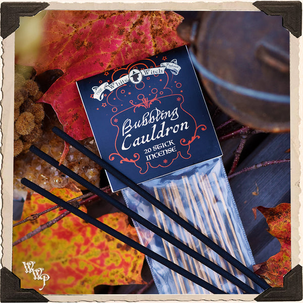 BUBBLING CAULDRON INCENSE . 20 Stick Pack. For Manifestation, Divination & Samhain Protection. White Witch Parlour