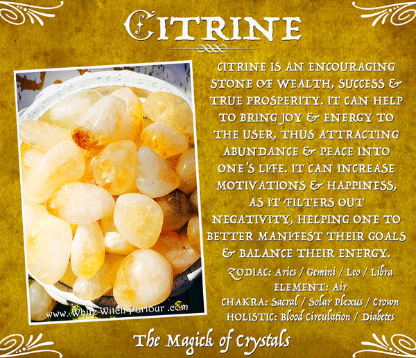 On Sale! CITRINE TUMBLED CRYSTAL. For Abundance, Prosperity & Positive Vibes. White Witch Parlour