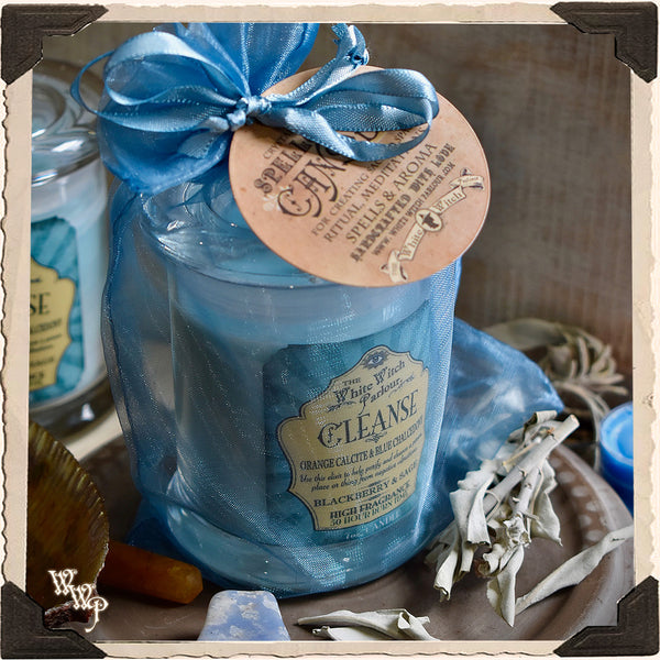 CLEANSE Elixir Apothecary CANDLE 7oz. For Aura Purity, Removing Negative Energy & Full Moon Work. White Witch Parlour