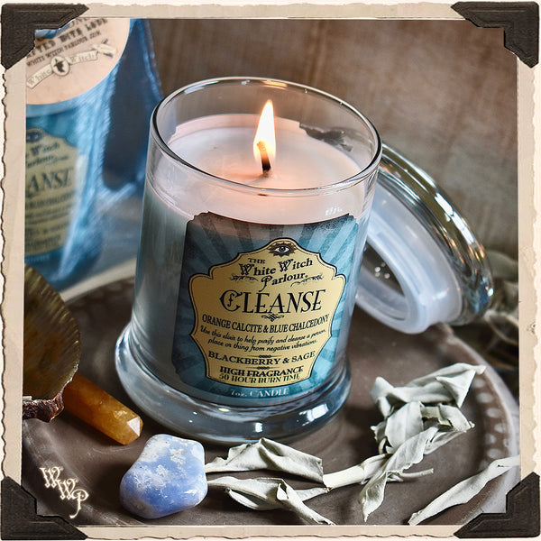 CLEANSE Elixir Apothecary CANDLE 7oz. For Aura Purity, Removing Negative Energy & Full Moon Work. White Witch Parlour