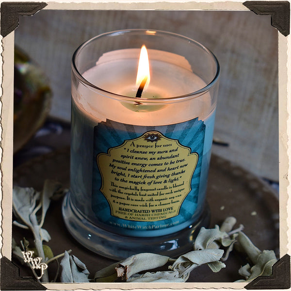 CLEANSE Elixir Apothecary CANDLE 7oz. For Aura Purity, Removing Negative Energy & Full Moon Work. White Witch Parlour