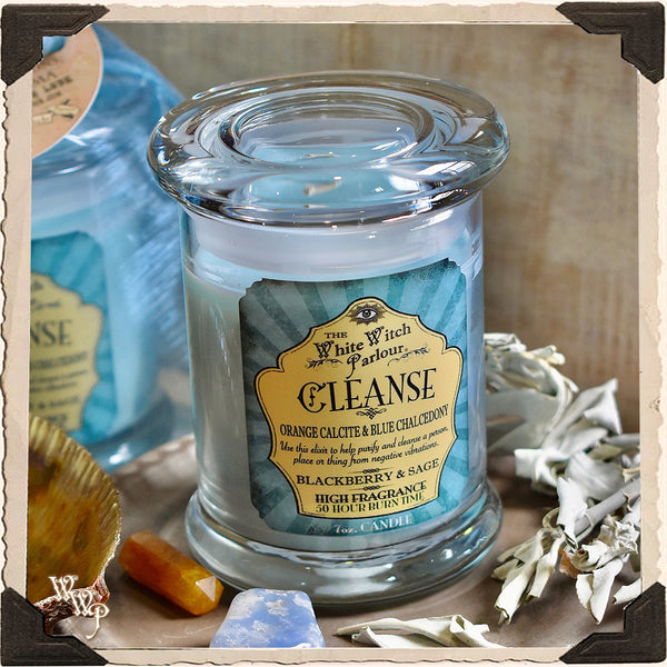 CLEANSE Elixir Apothecary CANDLE 7oz. For Aura Purity, Removing Negative Energy & Full Moon Work. White Witch Parlour