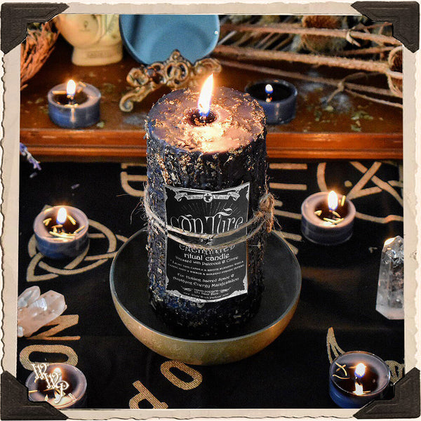 CONJURE PILLAR CANDLE. For Holding Sacred Space & Amplifying Energy Manifestation. White Witch Parlour