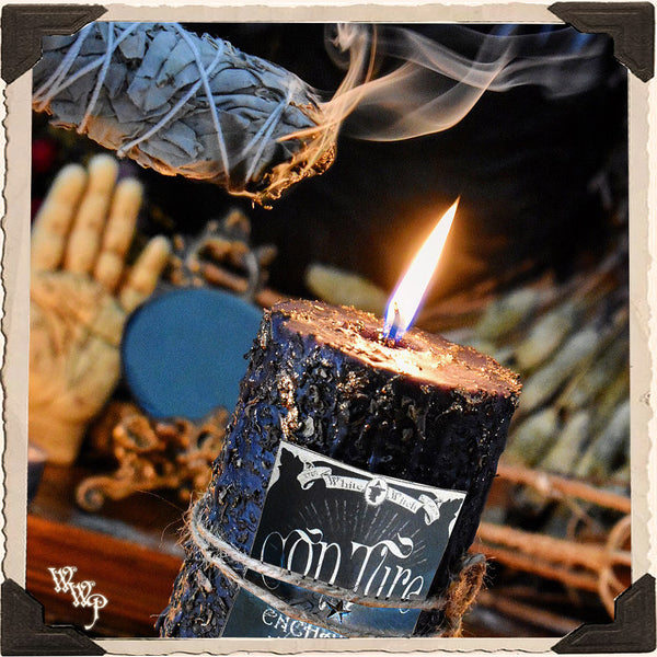 CONJURE PILLAR CANDLE. For Holding Sacred Space & Amplifying Energy Manifestation. White Witch Parlour