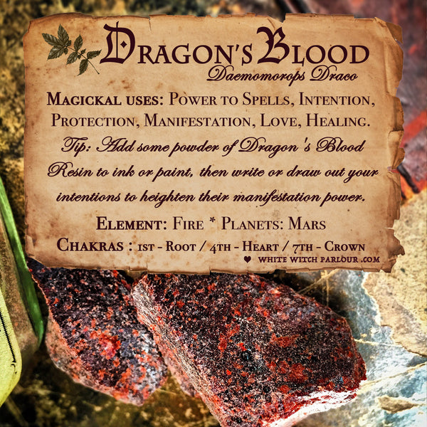 DRAGON'S BLOOD RESIN APOTHECARY. All Natural Incense. For Manifestation & Spell Power. White Witch Parlour