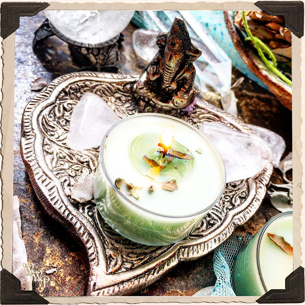 GANESHA BOHEMIAN INCENSE BURNER. Aluminum Dish. Incense Stick & Cone Holder. White Witch Parlour