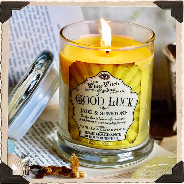 GOOD LUCK Elixir Apothecary CANDLE 7oz. For Good Fortune, Positivity & Raising Vibrations. White Witch Parlour