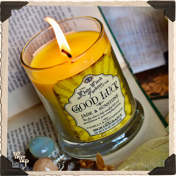 GOOD LUCK Elixir Apothecary CANDLE 7oz. For Good Fortune, Positivity & Raising Vibrations. White Witch Parlour