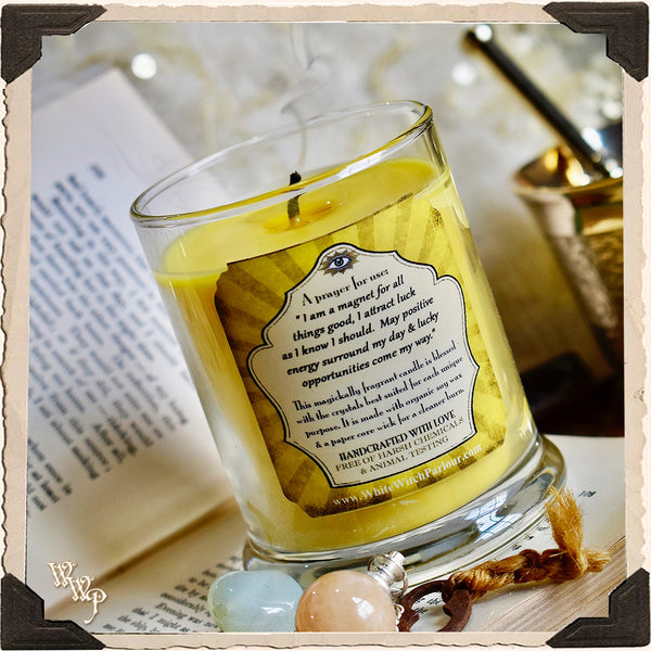 GOOD LUCK Elixir Apothecary CANDLE 7oz. For Good Fortune, Positivity & Raising Vibrations. White Witch Parlour