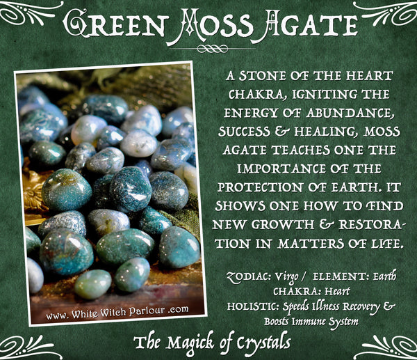 GREEN MOSS AGATE TUMBLED CRYSTAL. For Abundance, Grounding & Healing.