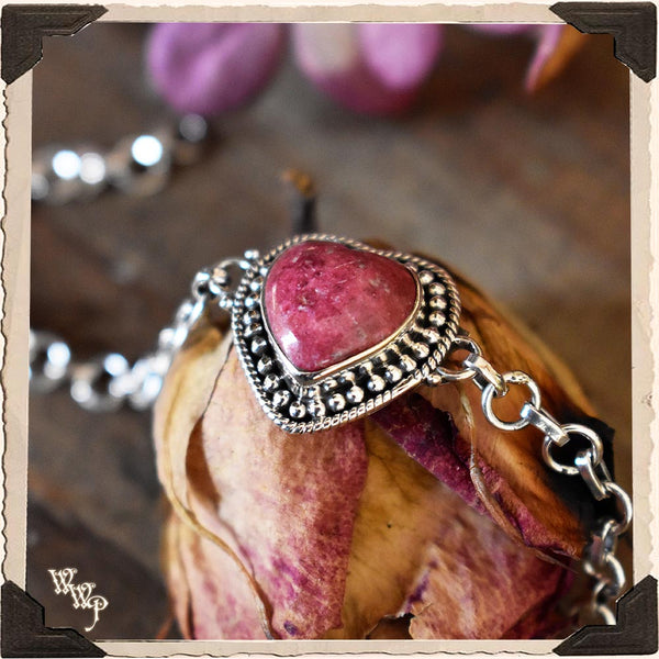 LIMITED EDITION: PINK ZOISITE HEART BRACELET. For Self Love, Preservation & Compassion. SKU: HB99 White Witch Parlour