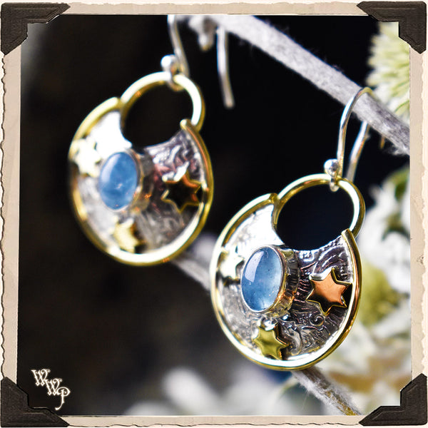 LIMITED EDITION : AQUAMARINE 'LUCKY STARS' EARRINGS. For Youth, Hope & New Adventures. Sterling Silver (SKU: MB33EA)