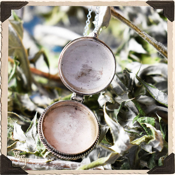 LIMITED EDITION : BLUE APATITE ROUND LOCKET NECKLACE. For Speaking Your Truth & Manifestation. Sterling Silver (SKU: MB33R)